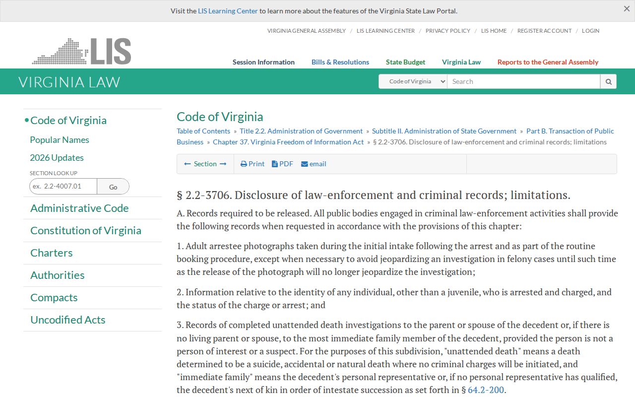 Southampton County adult booking-photo record access statute