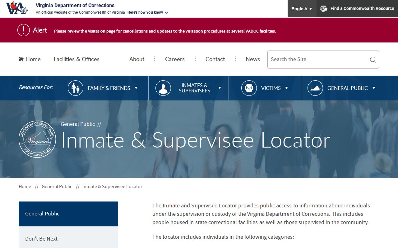 Southampton County state custody locator for VADOC records